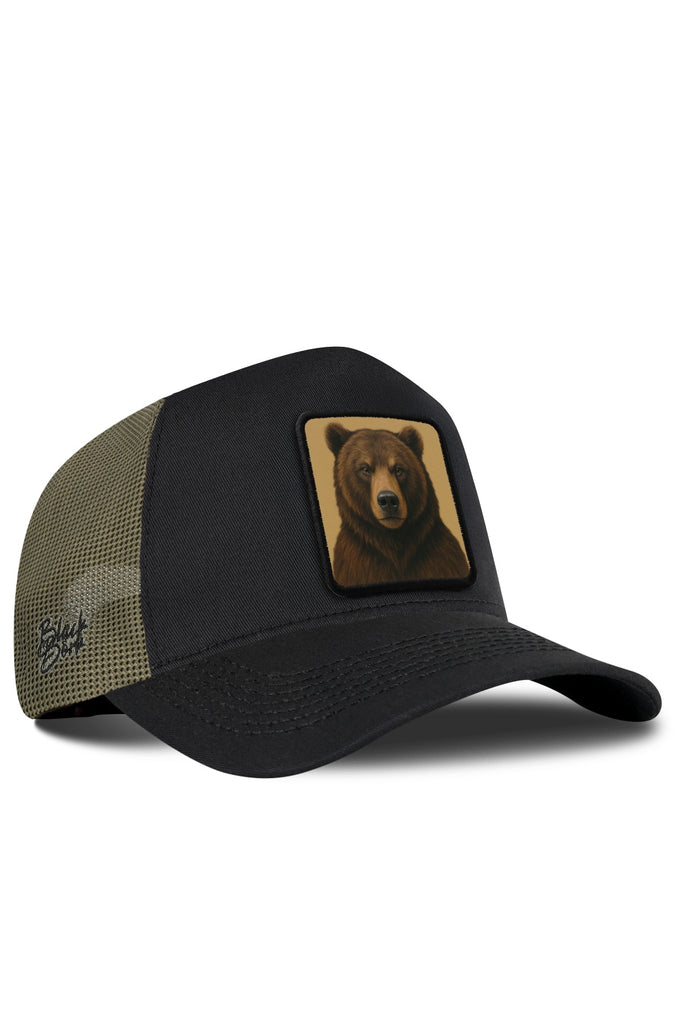 Ayı Logolu Haki-Siyah Trucker Şapka