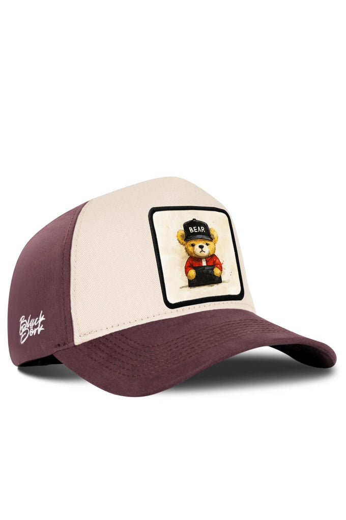 Brown-Beige Baseball Cap with Bear Logo
