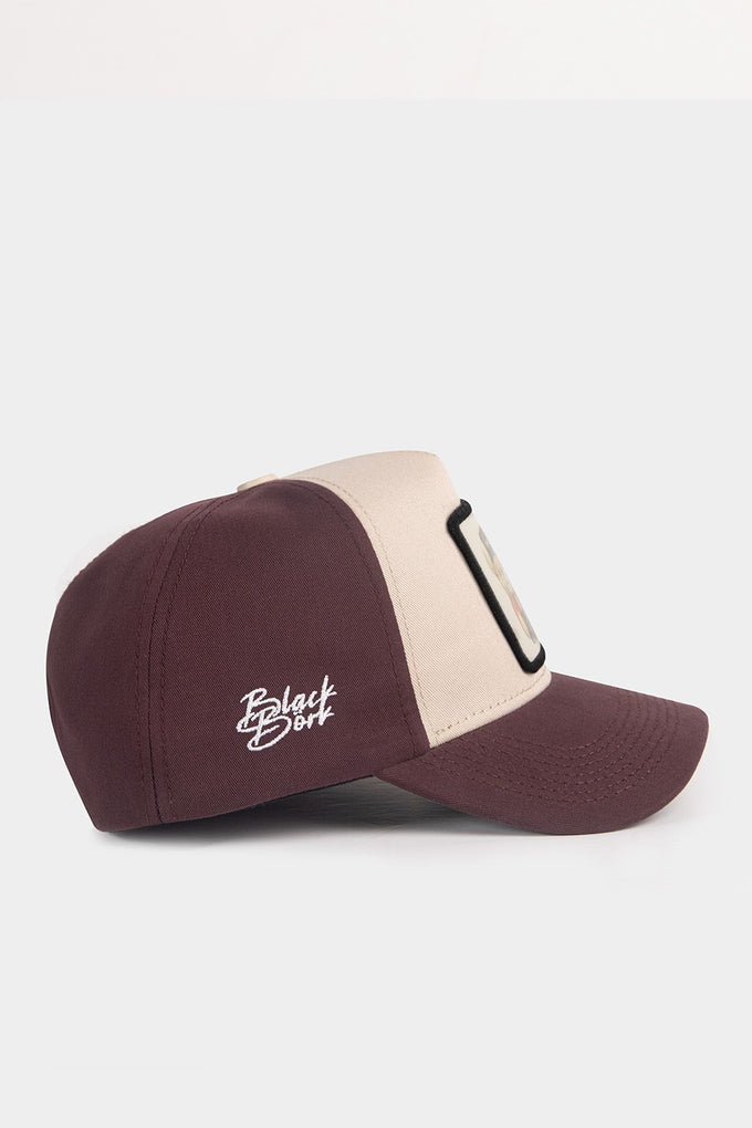 Brown-Beige Baseball Cap with Bear Logo