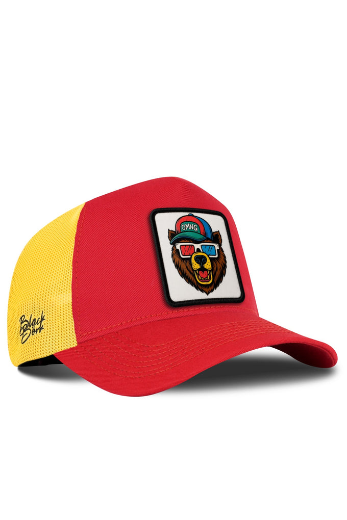Bear Logo Red-Yellow Trucker Cap