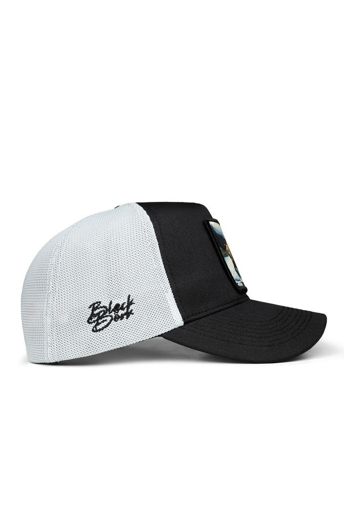 Ayı Logolu Siyah-Beyaz Trucker Şapka