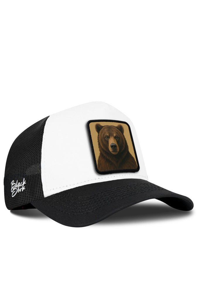 Ayı Logolu Siyah-Beyaz Trucker Şapka