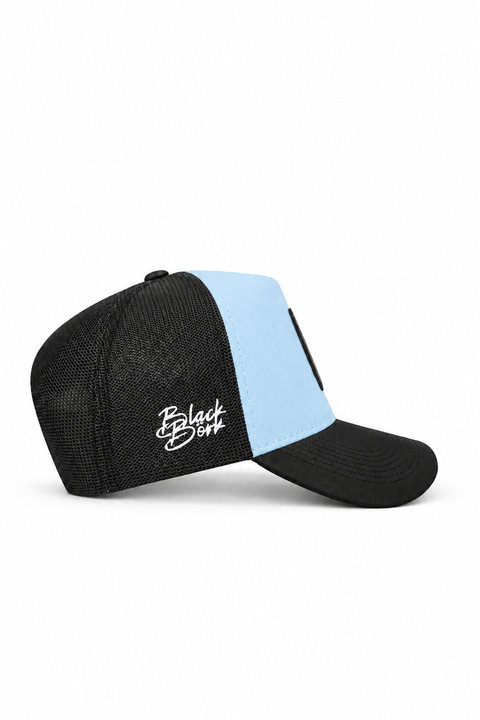 Black-Ice Blue Trucker Cap with Bear Logo
