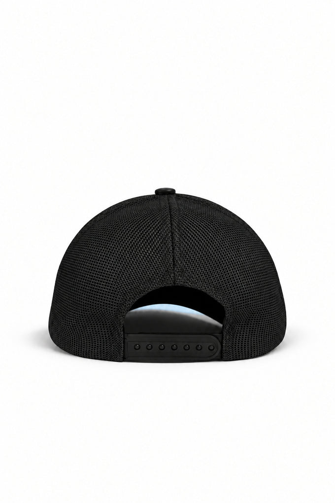 Black-Ice Blue Trucker Cap with Bear Logo