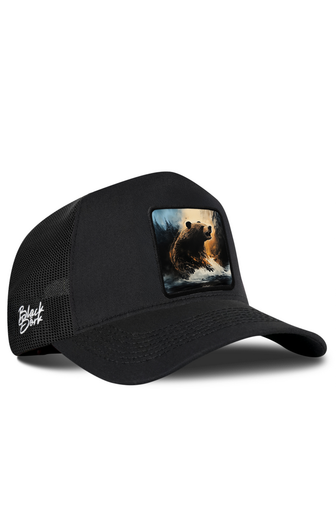 Ayı Logolu Siyah Trucker Şapka