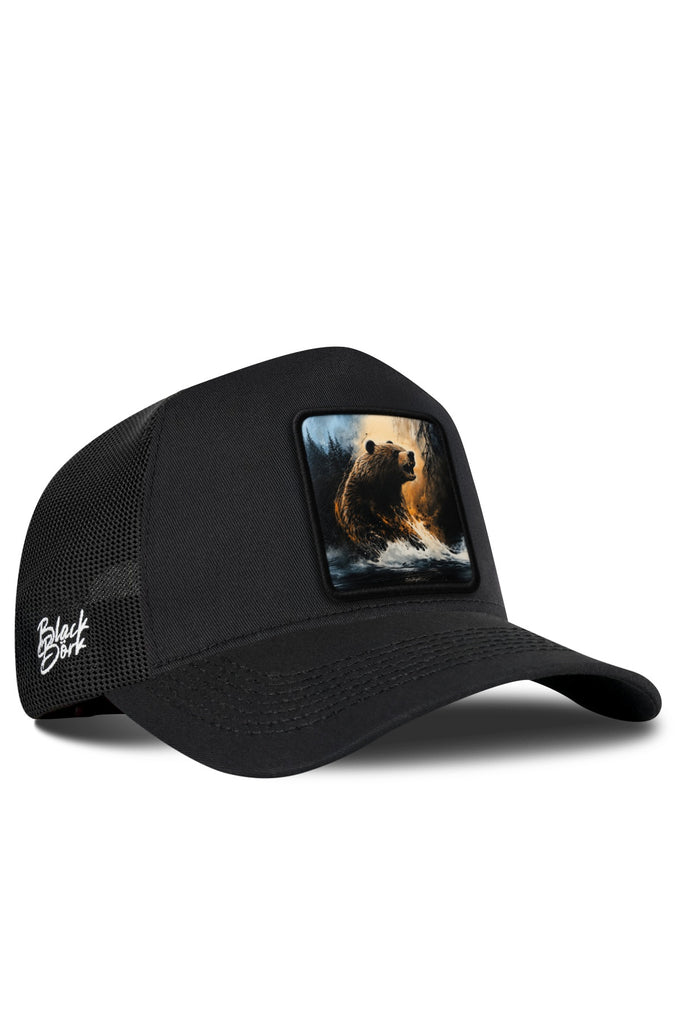 Ayı Logolu Siyah Trucker Şapka