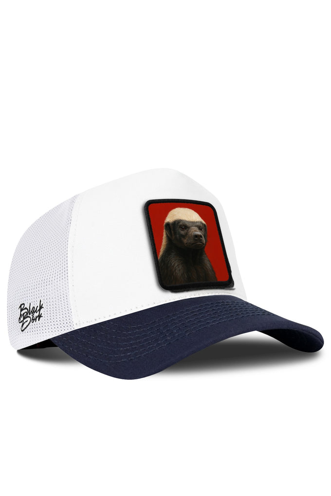 Bal Porsuğu Logolu Lacivert-Beyaz Trucker Şapka