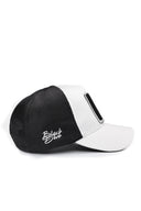 White and Black Trucker Hat with Fish Logo