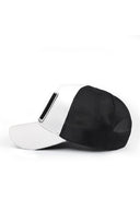 White and Black Trucker Hat with Fish Logo