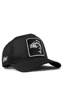 Black Baseball Cap with Fish Logo