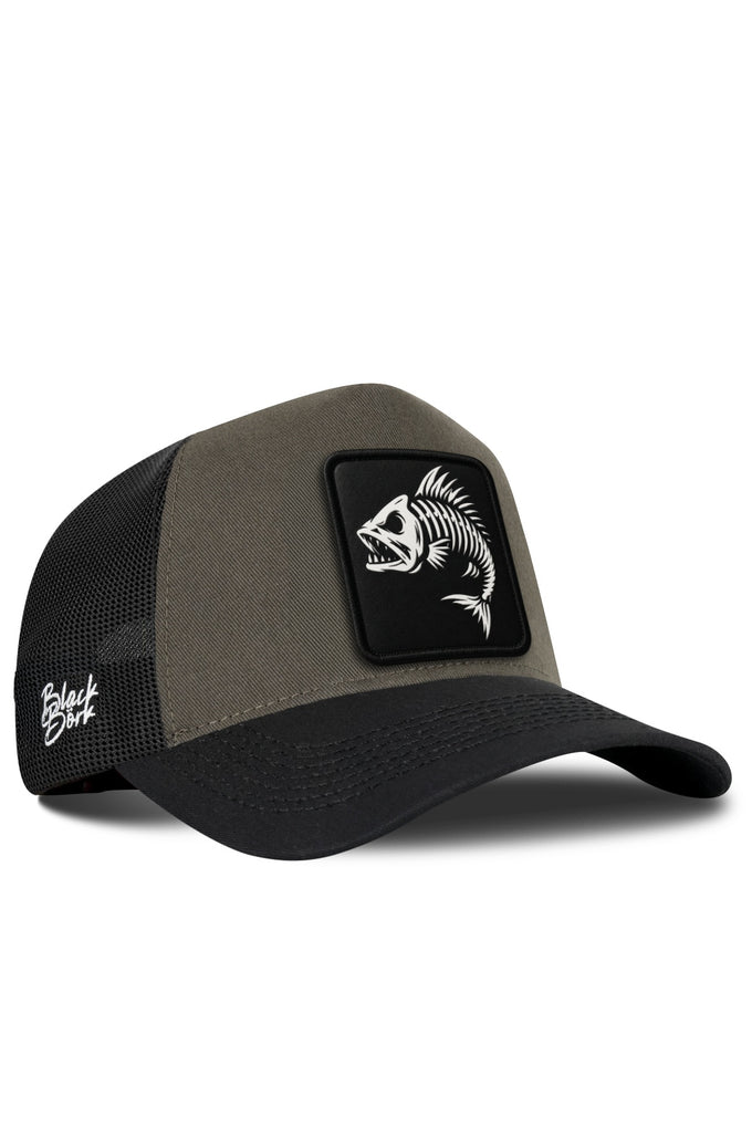 Balık Logolu Siyah-Haki Trucker Şapka