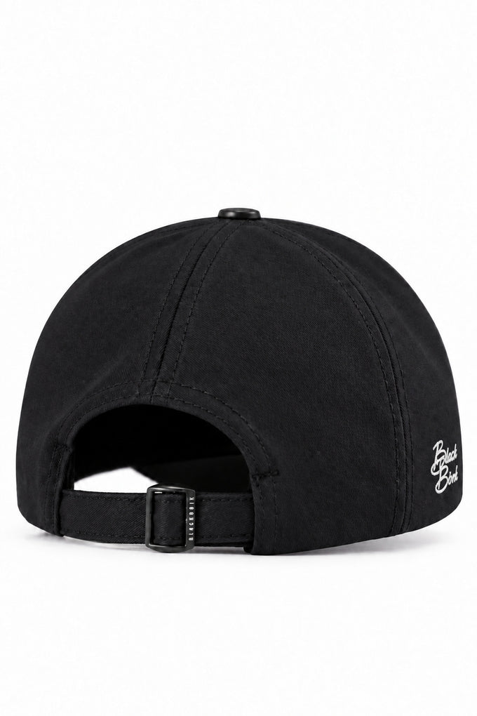 Black Six Panel Baseball Cap with Fisherman Logo