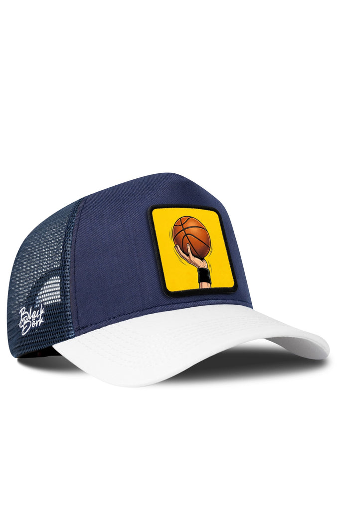 Basketbol Logolu Cordura Beyaz-Lacivert Trucker Şapka