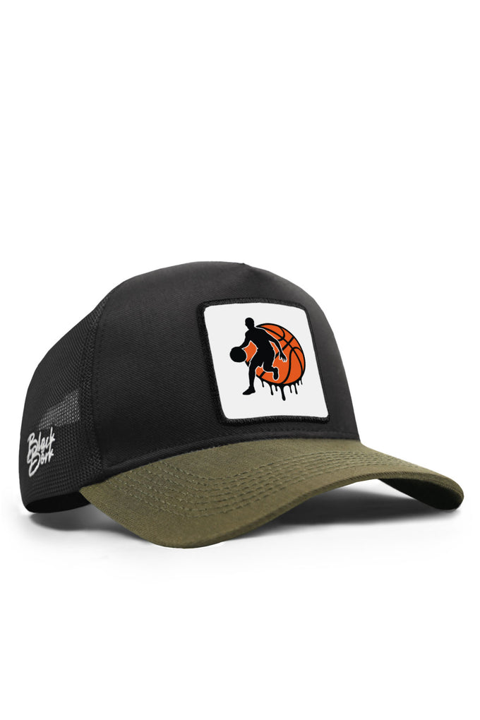 basketbol-logolu-cordura-haki-siyah-trucker-sapka-4376 - BlackBörk TR