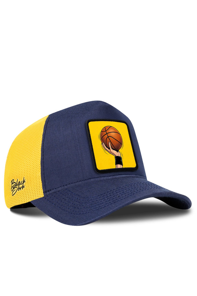 Basketbol Logolu Cordura Lacivert-Sarı Trucker Şapka