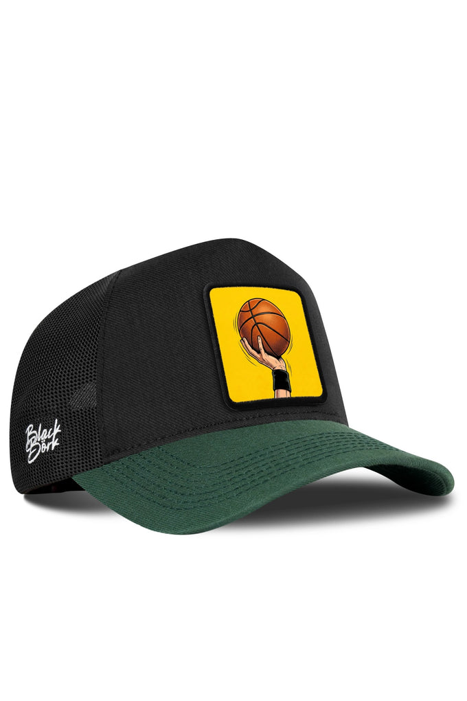 Basketbol Logolu Cordura Petrol Yeşili-Siyah Trucker Şapka