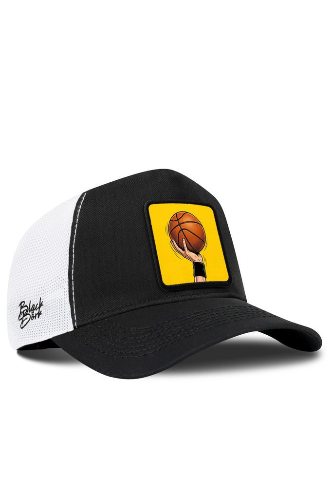 Basketbol Logolu Cordura Siyah-Beyaz Trucker Şapka