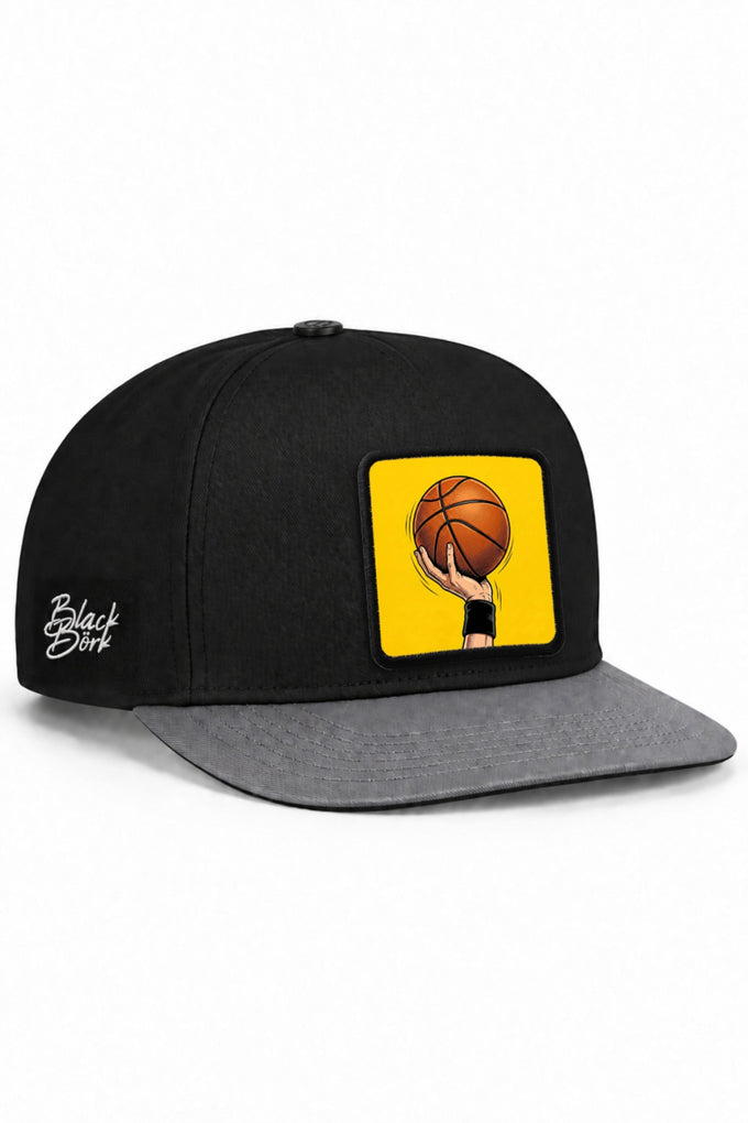 Basketbol Logolu Gri-Siyah Hip Hop Şapka
