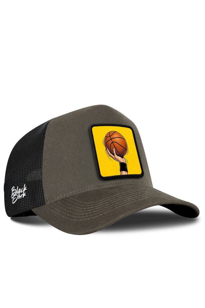 Basketbol Logolu Haki-Siyah Trucker Şapka