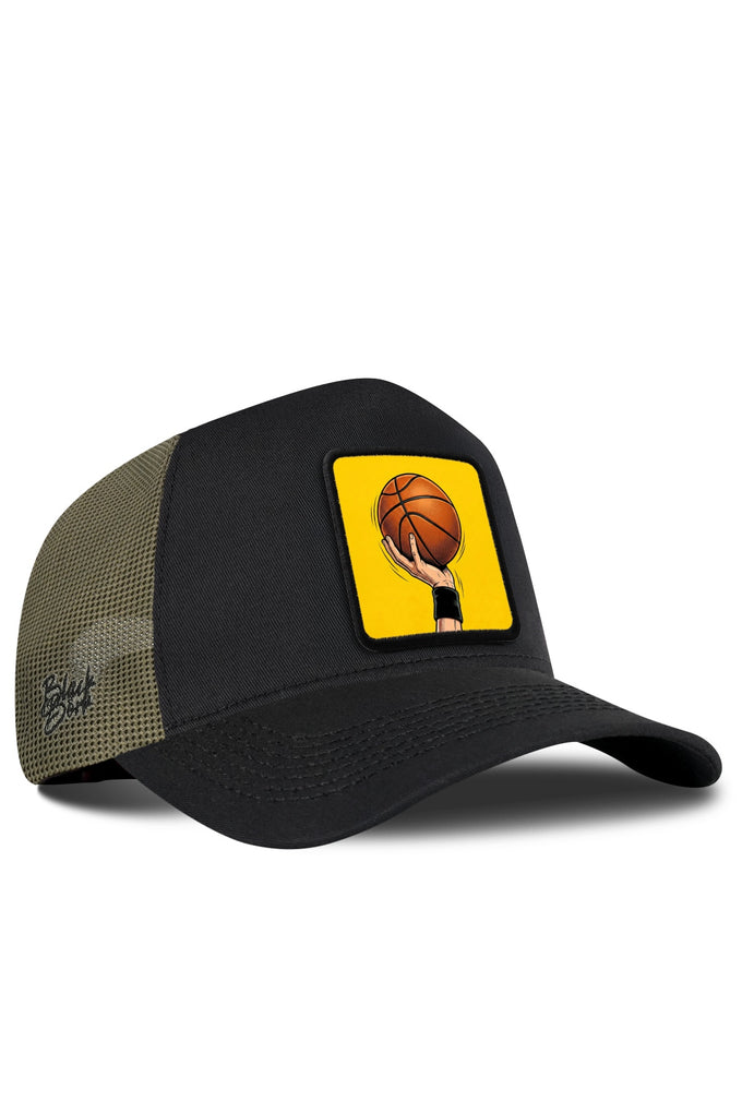 Basketbol Logolu Haki-Siyah Trucker Şapka