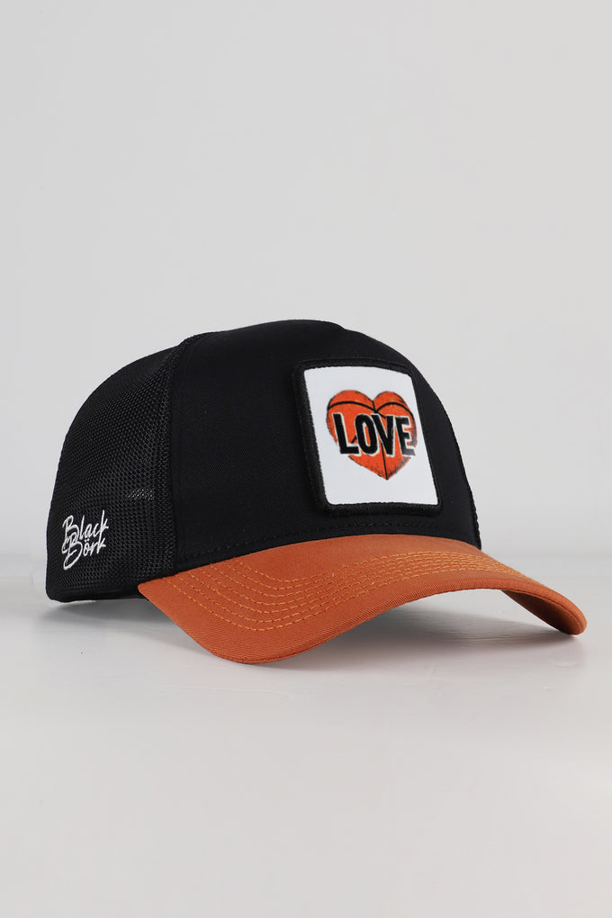 Basketbol Logolu Kiremit-Siyah Trucker Şapka