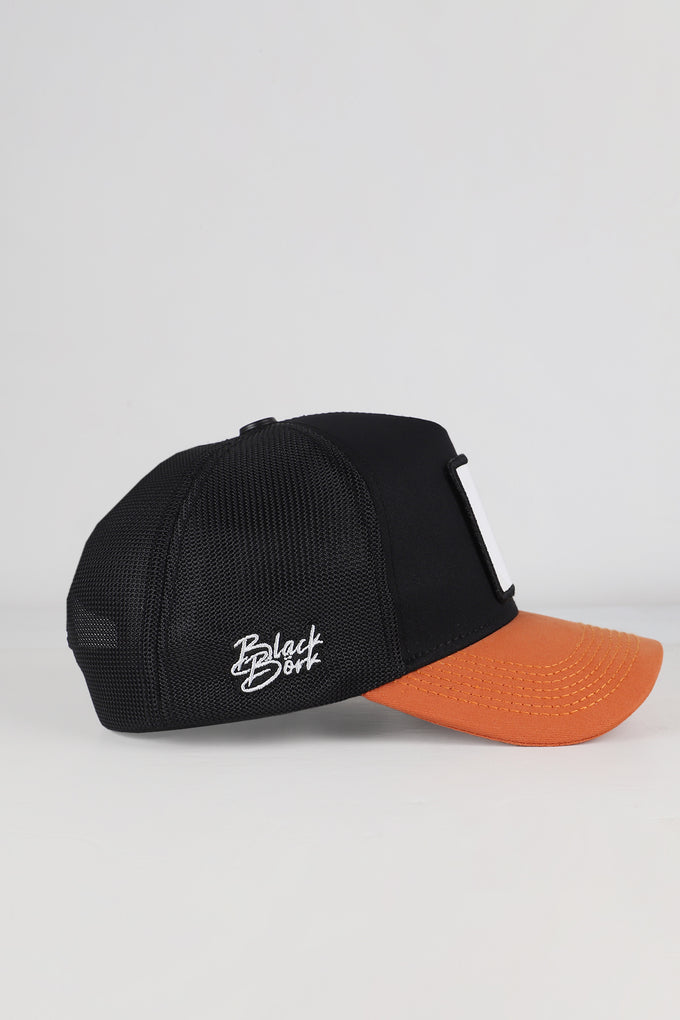 Basketbol Logolu Kiremit-Siyah Trucker Şapka