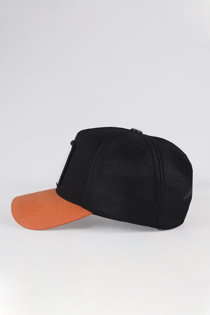 Basketbol Logolu Kiremit-Siyah Trucker Şapka