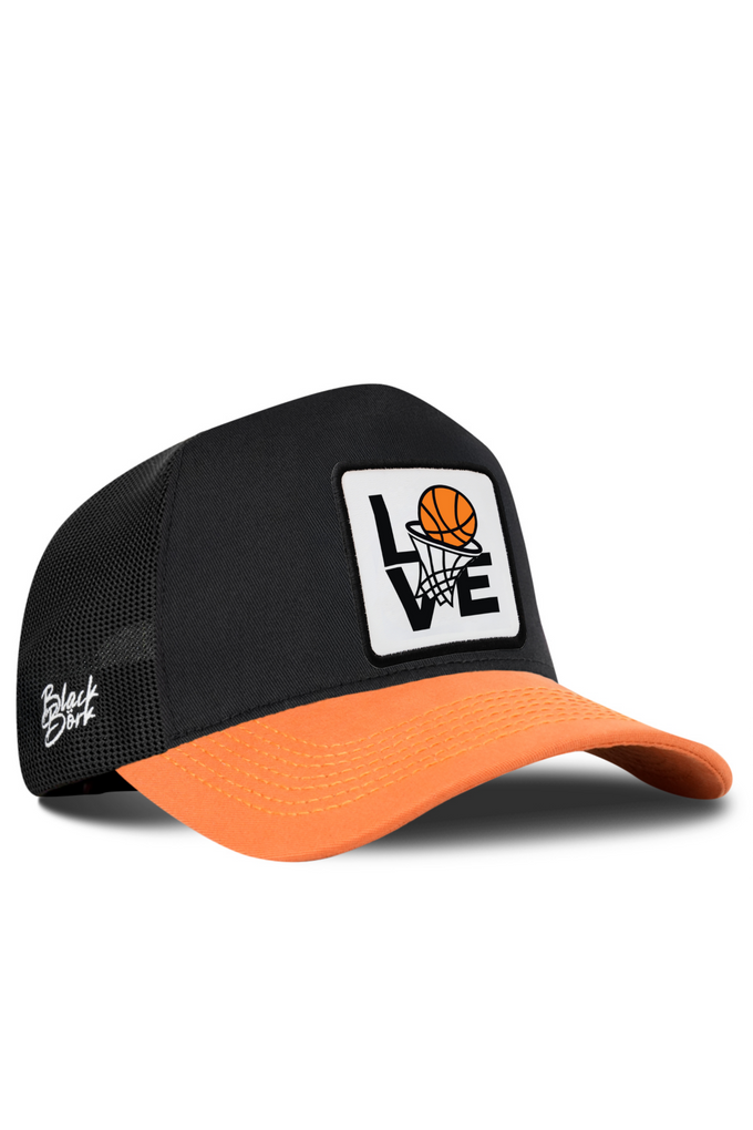 Basketbol Logolu Kiremit-Siyah Trucker Şapka