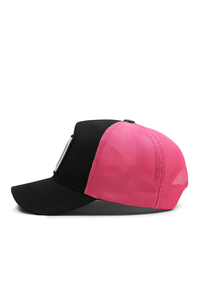 Owl Logo Cordura Black and Pink Trucker Cap