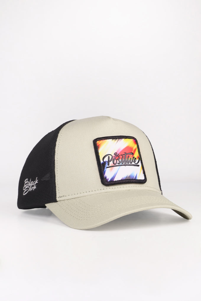 be-positive-logolu-bej-siyah-trucker-sapka-3815 - BlackBörk TR