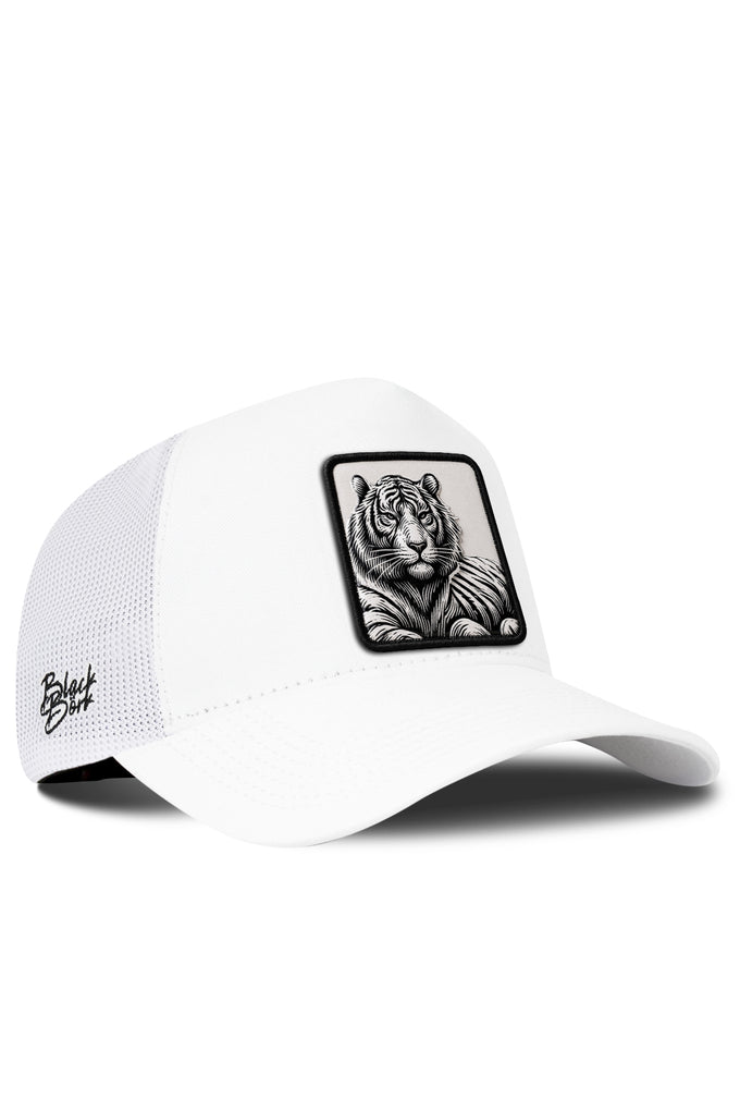 Bengal Kaplan Logolu Beyaz Trucker Şapka