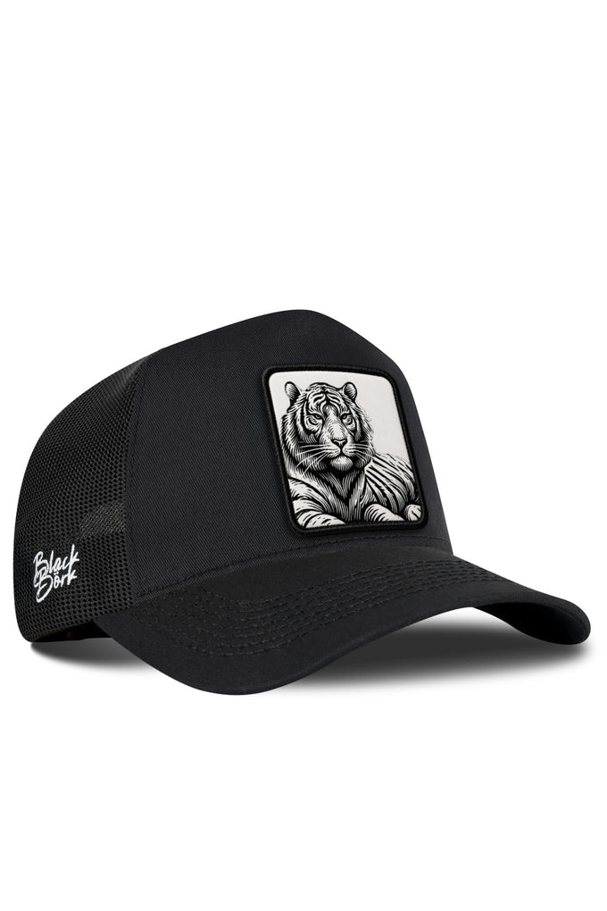 Black Trucker Cap with Bengal Tiger Logo