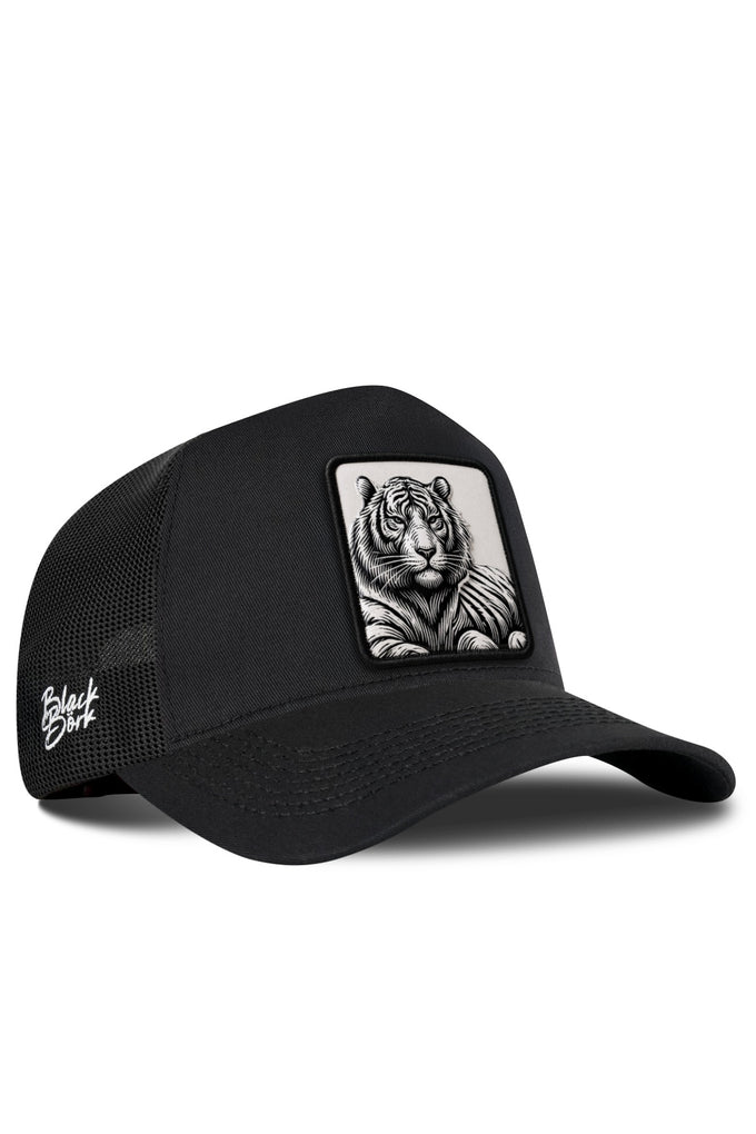 Black Trucker Cap with Bengal Tiger Logo