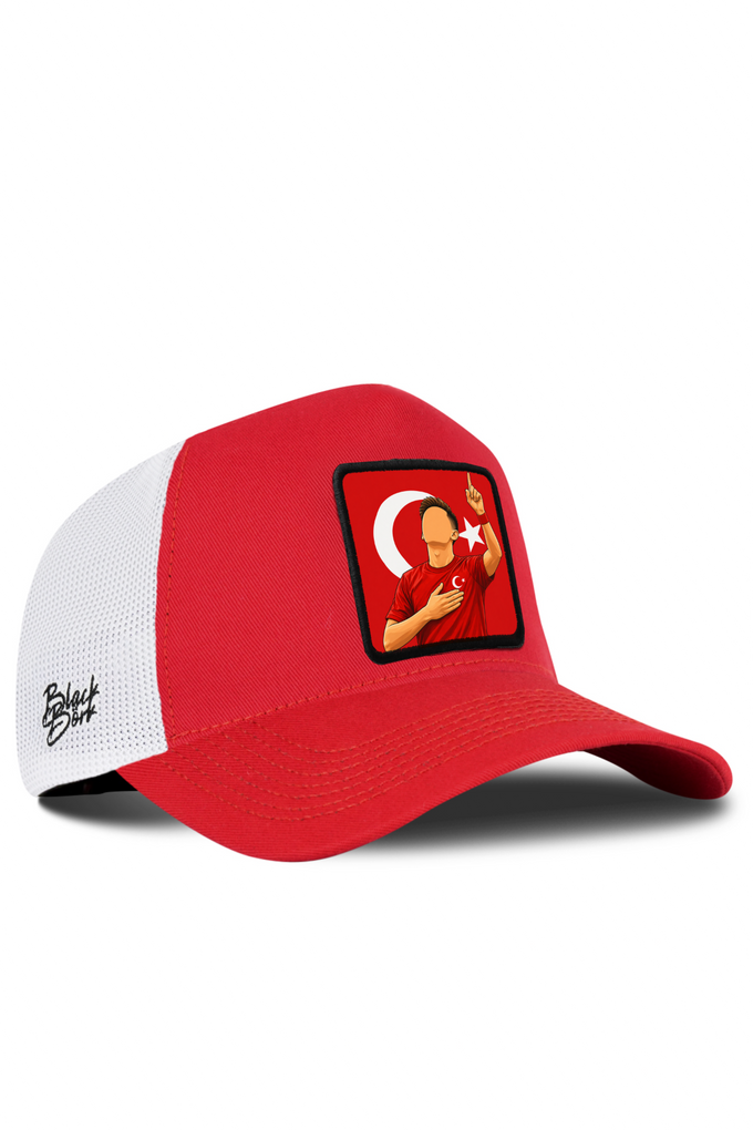 Türkiye Logolu Kırmızı-Beyaz Trucker Şapka