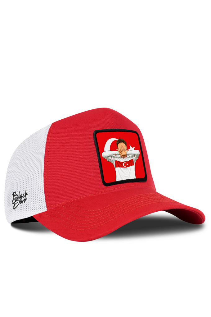 Türkiye Logolu Kırmızı-Beyaz Trucker Şapka