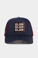 Blah Blah Blah Logolu Lacivert-Bordo Trucker Şapka