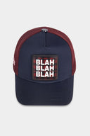 Blah Blah Blah Logolu Lacivert-Bordo Trucker Şapka
