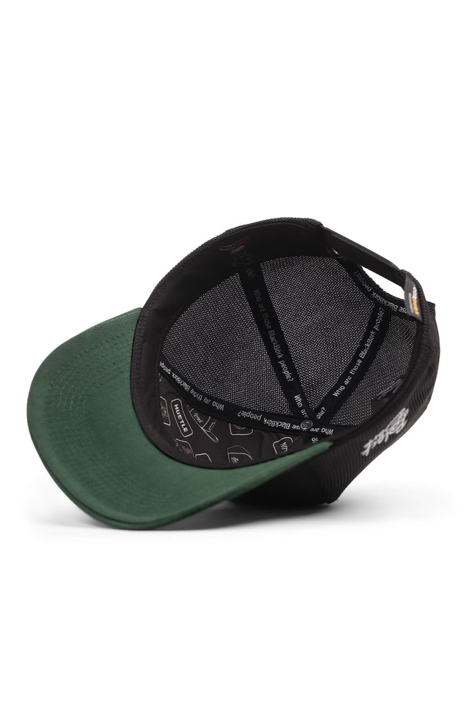 Cordura Petrol Green-Black Trucker Cap with Bull Logo