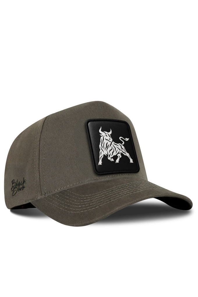 Khaki Baseball Cap with Bull Logo
