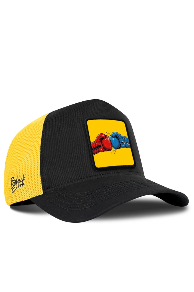Boks Logolu Cordura Siyah-Sarı Trucker Şapka