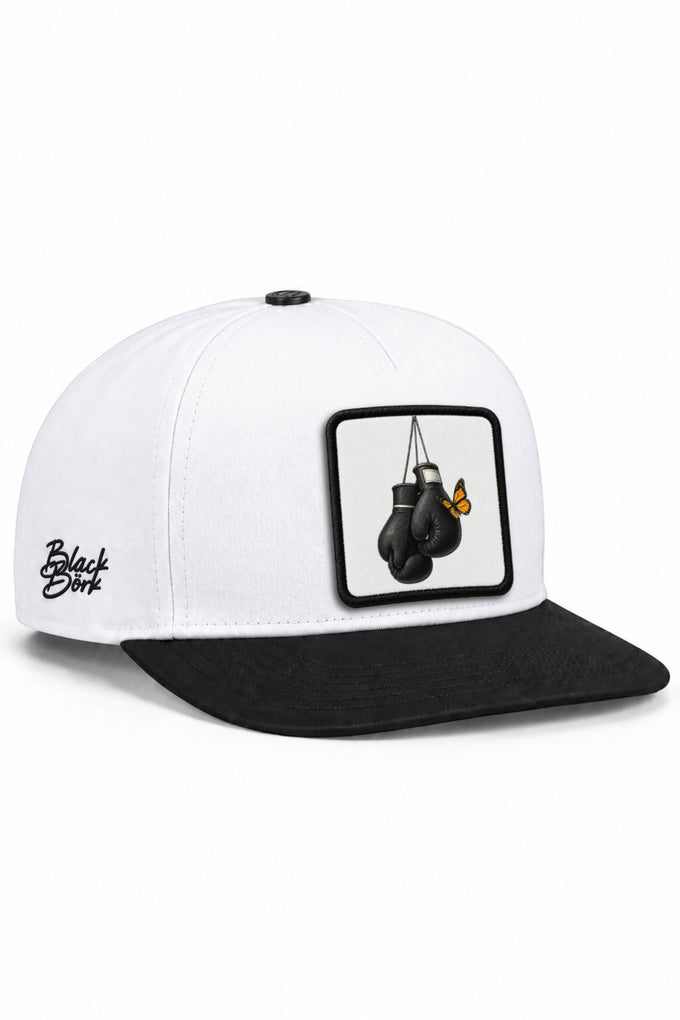 Boks Logolu Siyah-Beyaz Hip Hop Şapka