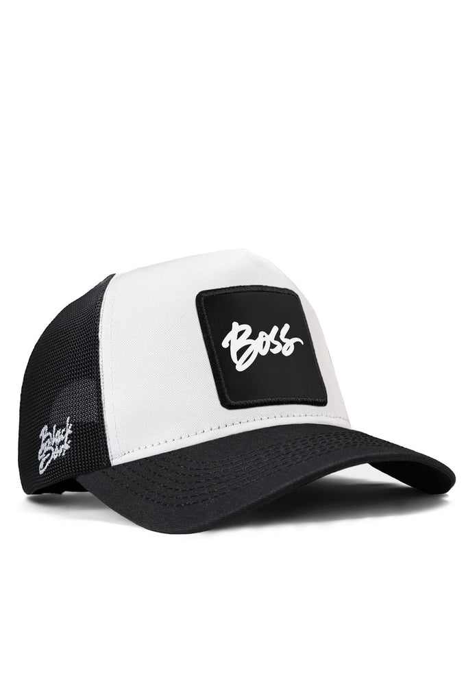 boss-logolu-beyaz-siyah-trucker-sapka-5649 - BlackBörk TR