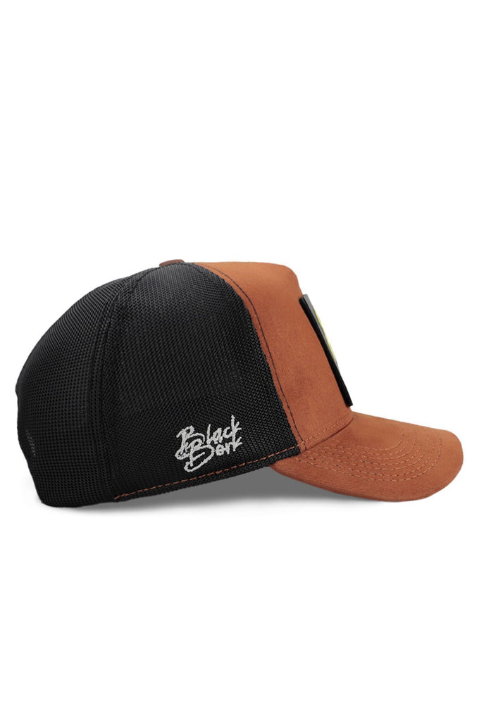 Boss Logolu Camel-Siyah Trucker Şapka