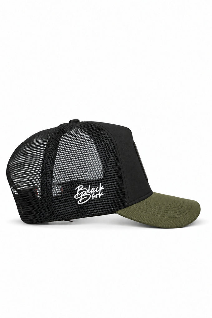 Boss Logolu Cordura Haki-Siyah Trucker Şapka