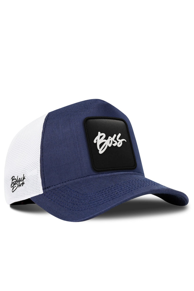 Boss Logolu Cordura Lacivert-Beyaz Trucker Şapka