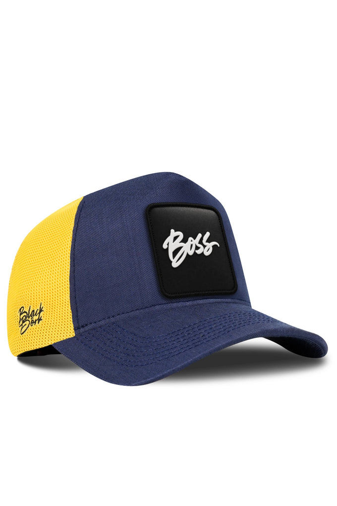 Boss Logolu Cordura Lacivert-Sarı Trucker Şapka