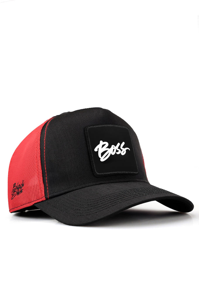 boss-logolu-cordura-siyah-kirmizi-trucker-sapka-5671 - BlackBörk TR