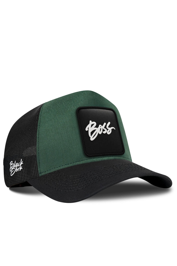 Boss Logolu Cordura Siyah-Petrol Yeşili Trucker Şapka