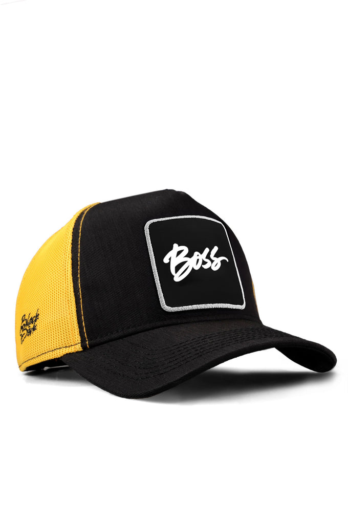boss-logolu-cordura-siyah-sari-trucker-sapka-5692 - BlackBörk TR