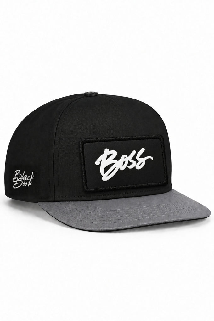 Boss Logolu Gri-Siyah Hip Hop Şapka